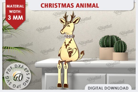 3D Christmas Deer Laser Cut Design: A Versatile Creative Asset for Holiday Projects