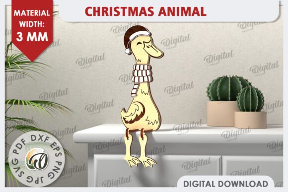3D Christmas Duck Laser Cut Design