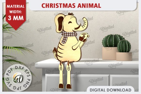 3D Christmas Elephant Laser Cut Design: A Unique Addition to Holiday Crafting