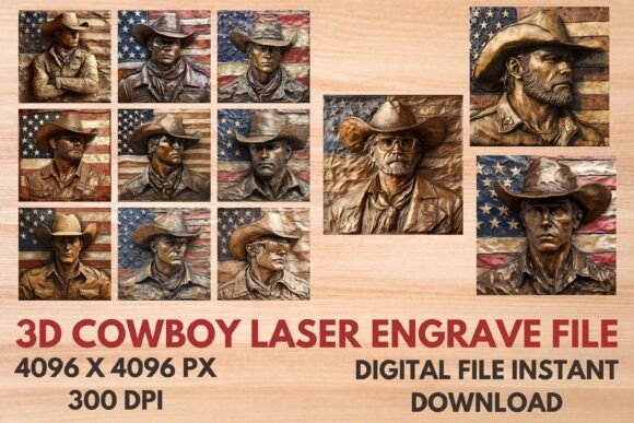 3D Cowboy Laser Engrave File for Creative Projects