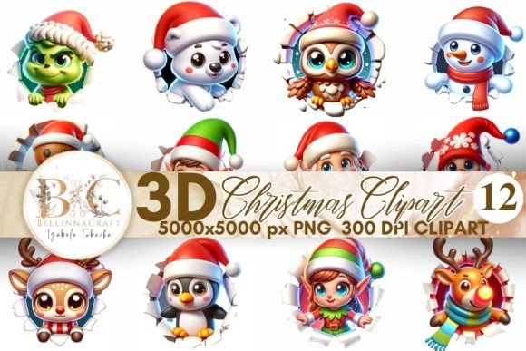 3D Cute Christmas Clipart Xmas Bundle: A Versatile Resource for Holiday Creations