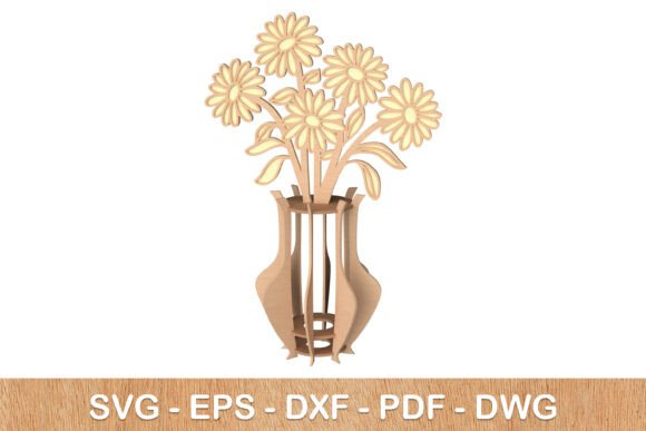 3D Daisy Vase Laser Cut File - SVG for Creative Projects
