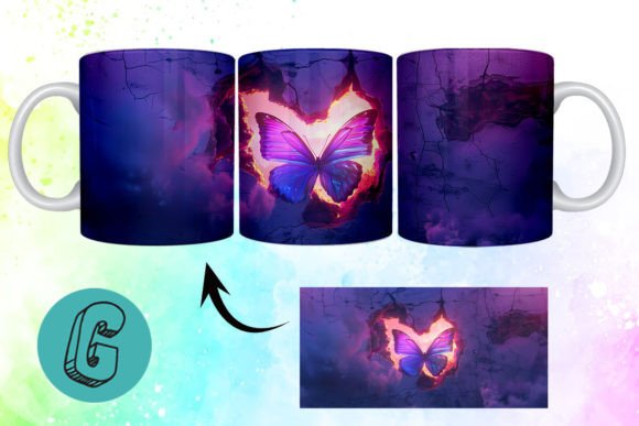 3D Fantasy Butterfly Mug Wrap Break 02