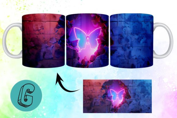 3D Fantasy Butterfly Mug Wrap Break 14