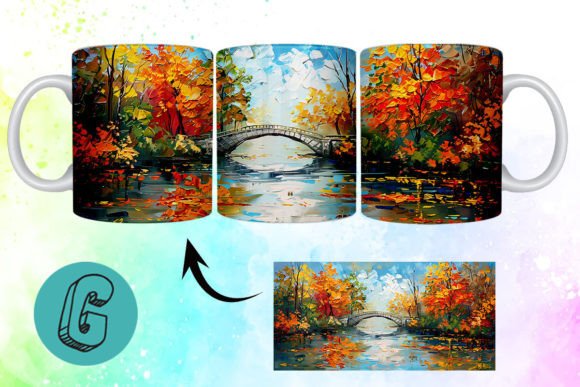 3D Oil Paint Autumn Park Mug Wrap 03: A Creative Tool for DIY Enthusiasts