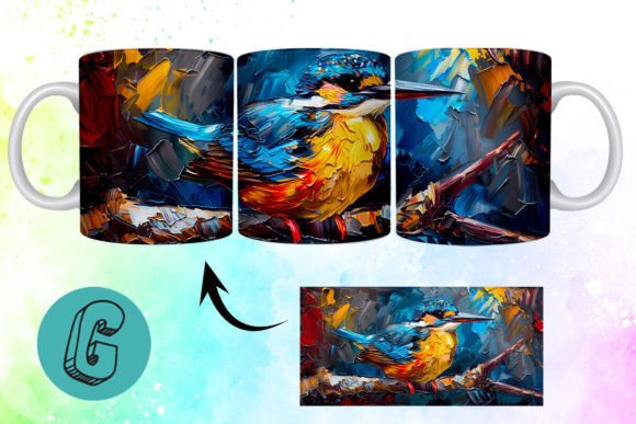 3D Oil Paint Cute Bird Mug Wrap 01: A Creative Tool for DIY Enthusiasts