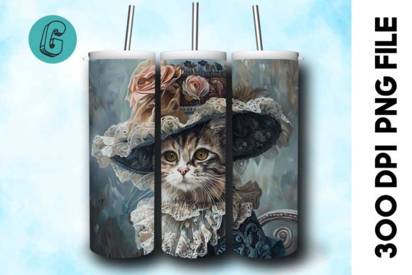 3D Oil Paint Elegant Cat Tumbler Wrap 36