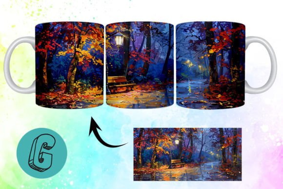 3D Oil Paint Fall Street Mug Wrap 15
