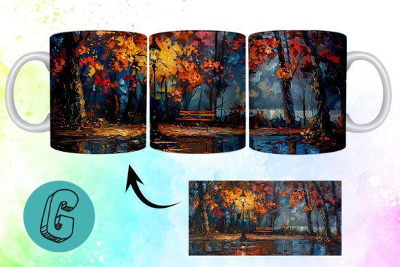3D Oil Paint Fall Street Mug Wrap 18: A Creative Tool for DIY Enthusiasts