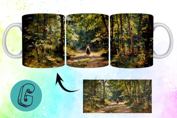 3D Oil Paint Forest Garden Mug Wrap 07: A Creative Tool for DIY Enthusiasts