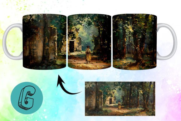 3D Oil Paint Forest Garden Mug Wrap 12