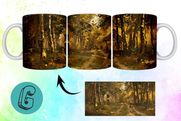 3D Oil Paint Forest Garden Mug Wrap 15: A Creative Tool for DIY Enthusiasts