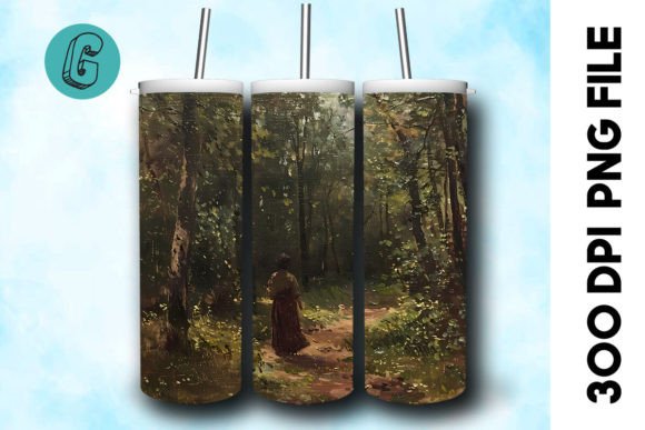 3D Oil Paint Forest Tumbler Wrap 25