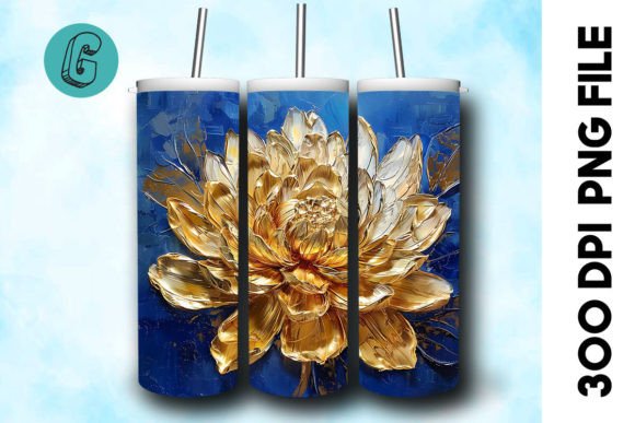 3D Oil Paint Gold Flower Tumbler Wrap 24: A Creative Tool for Every Project