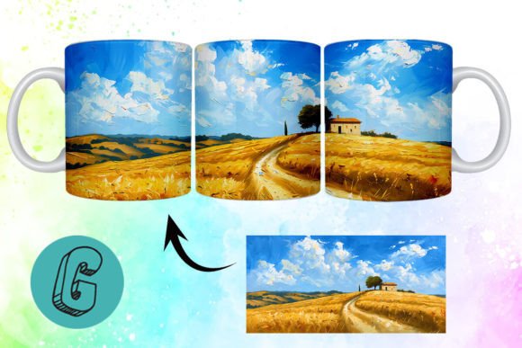 3D Oil Paint Landscape Mug Wrap 02: A Creative Solution for DIY Enthusiasts