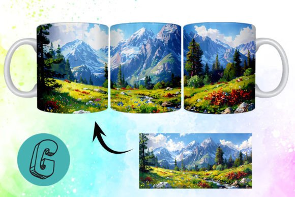 3D Oil Paint Mountain Mug Wrap 16