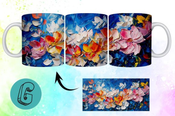 3D Oil Paint Pretty Flowers Mug Wrap 20