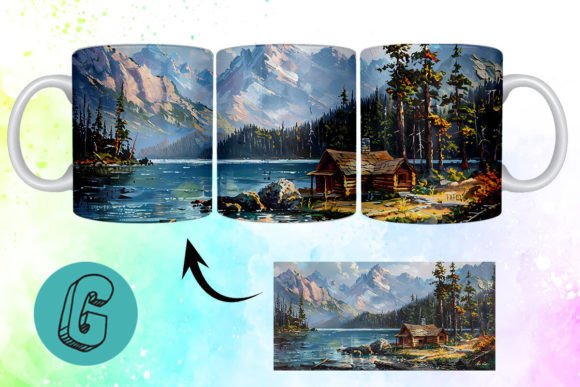3D Oil Paint Vintage Scene Mug Wrap 10