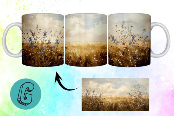 3D Oil Paint Wildflowers Mug Wrap 06