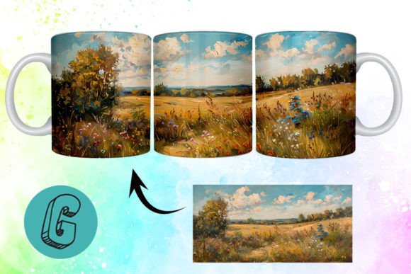 3D Oil Paint Wildflowers Mug Wrap 16
