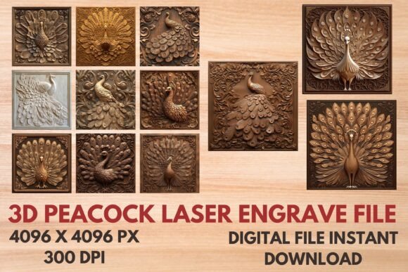 3D Peacock Laser Engrave File for Stunning Designs