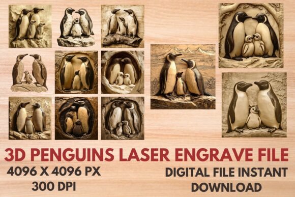 3D Penguins Laser Engrave File: A Versatile Design Tool for Creative Projects