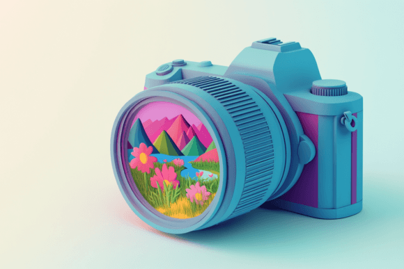 3D Photo Camera Icon and Frame Social Me: A Versatile Design Element for Modern Visual Projects