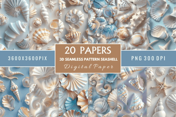 3D Seamless Pattern Seashell Patterns